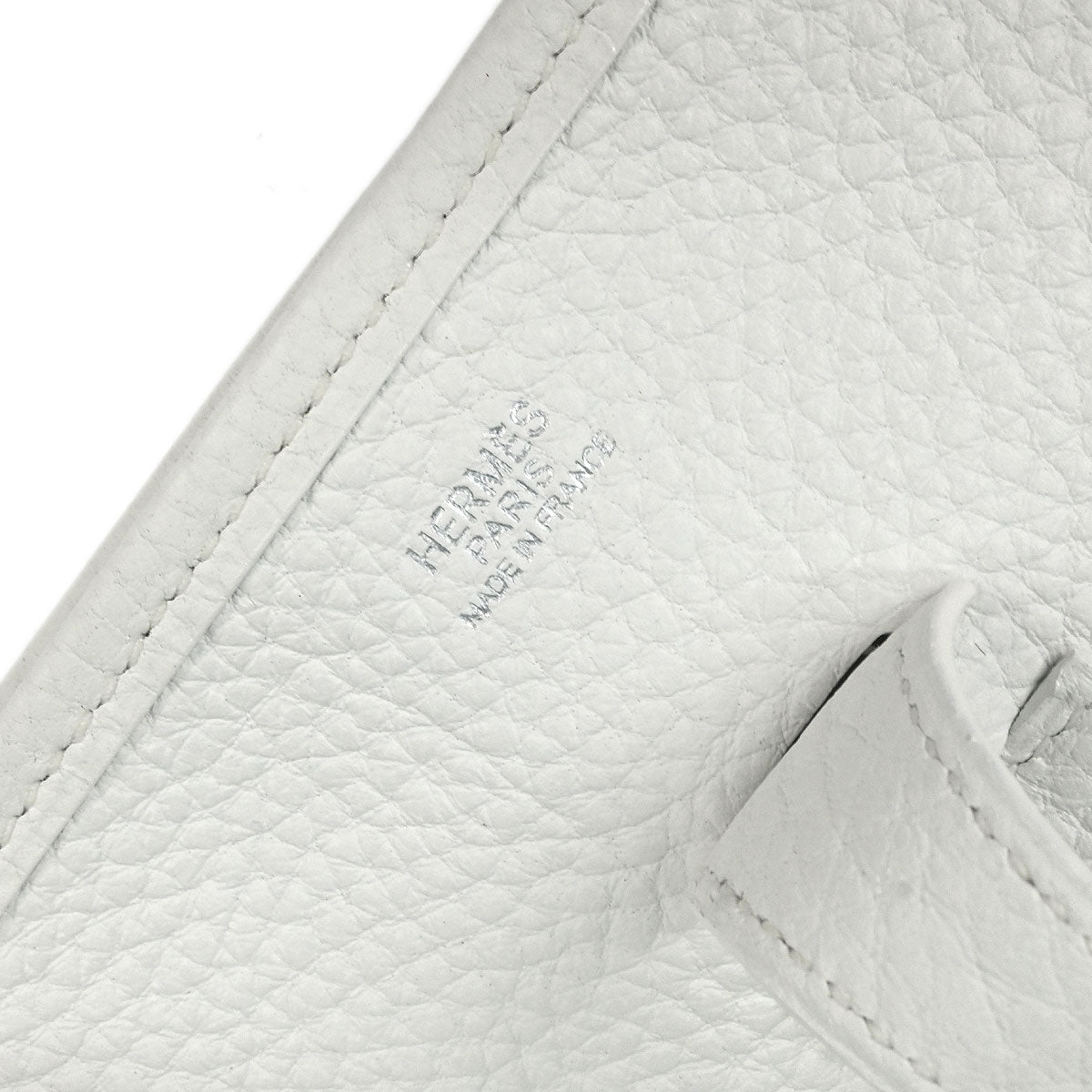 Hermes White Taurillon Clemence Evelyne 2 PM Shoulder Bag