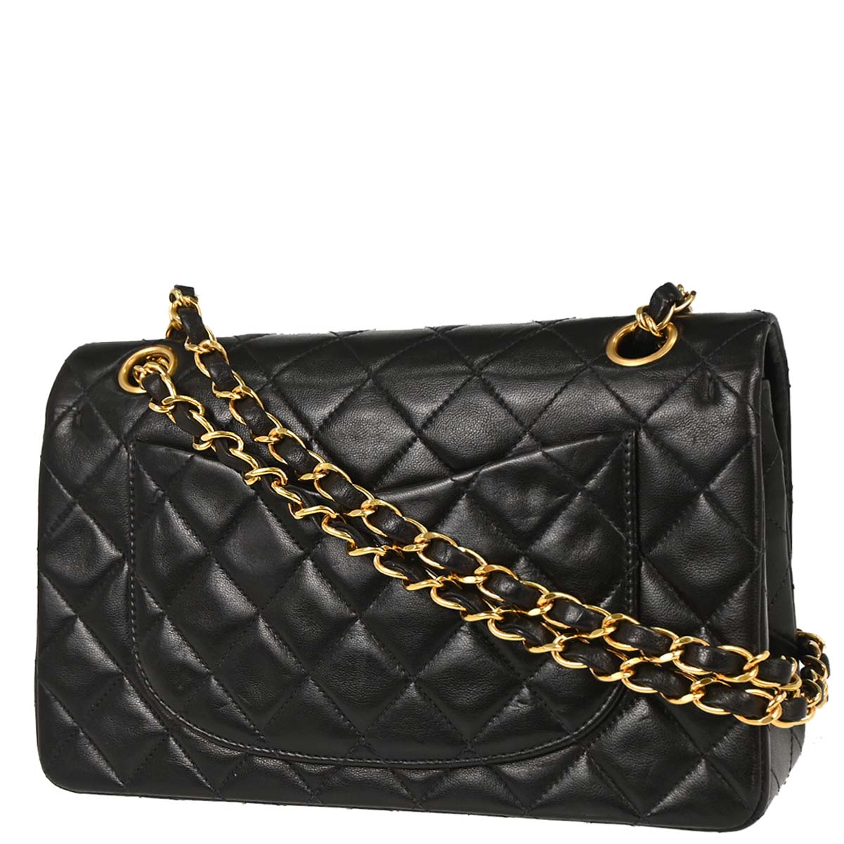 Chanel 1994-1996 Black Lambskin Small Classic Double Flap Shoulder Bag