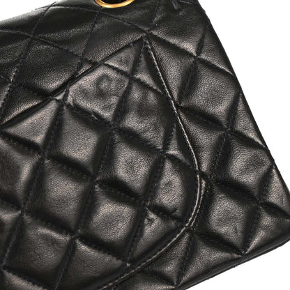 Chanel 1994-1996 Black Lambskin Small Classic Double Flap Shoulder Bag
