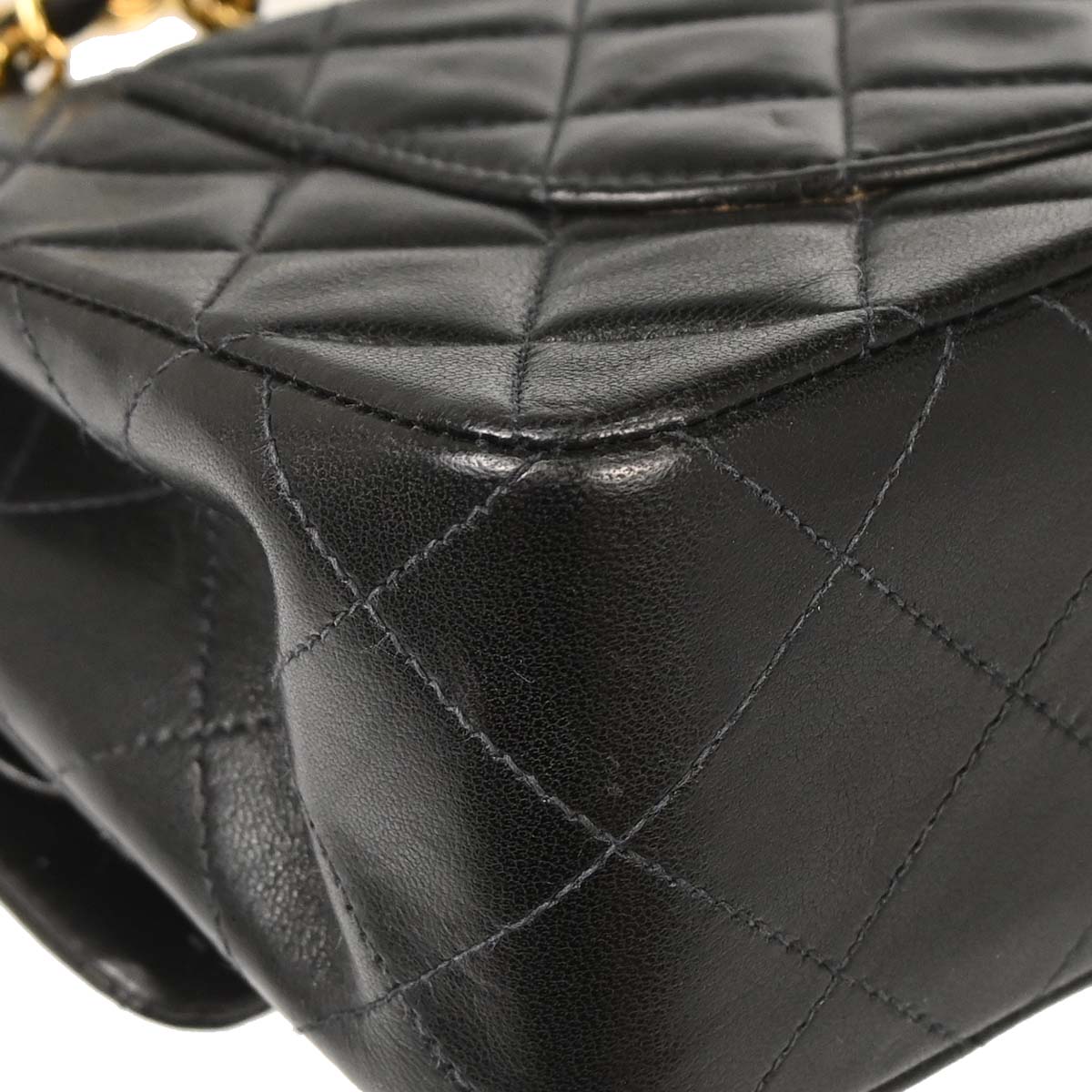 Chanel 1994-1996 Black Lambskin Small Classic Double Flap Shoulder Bag