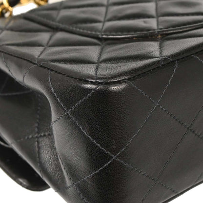 Chanel 1994-1996 Black Lambskin Small Classic Double Flap Shoulder Bag