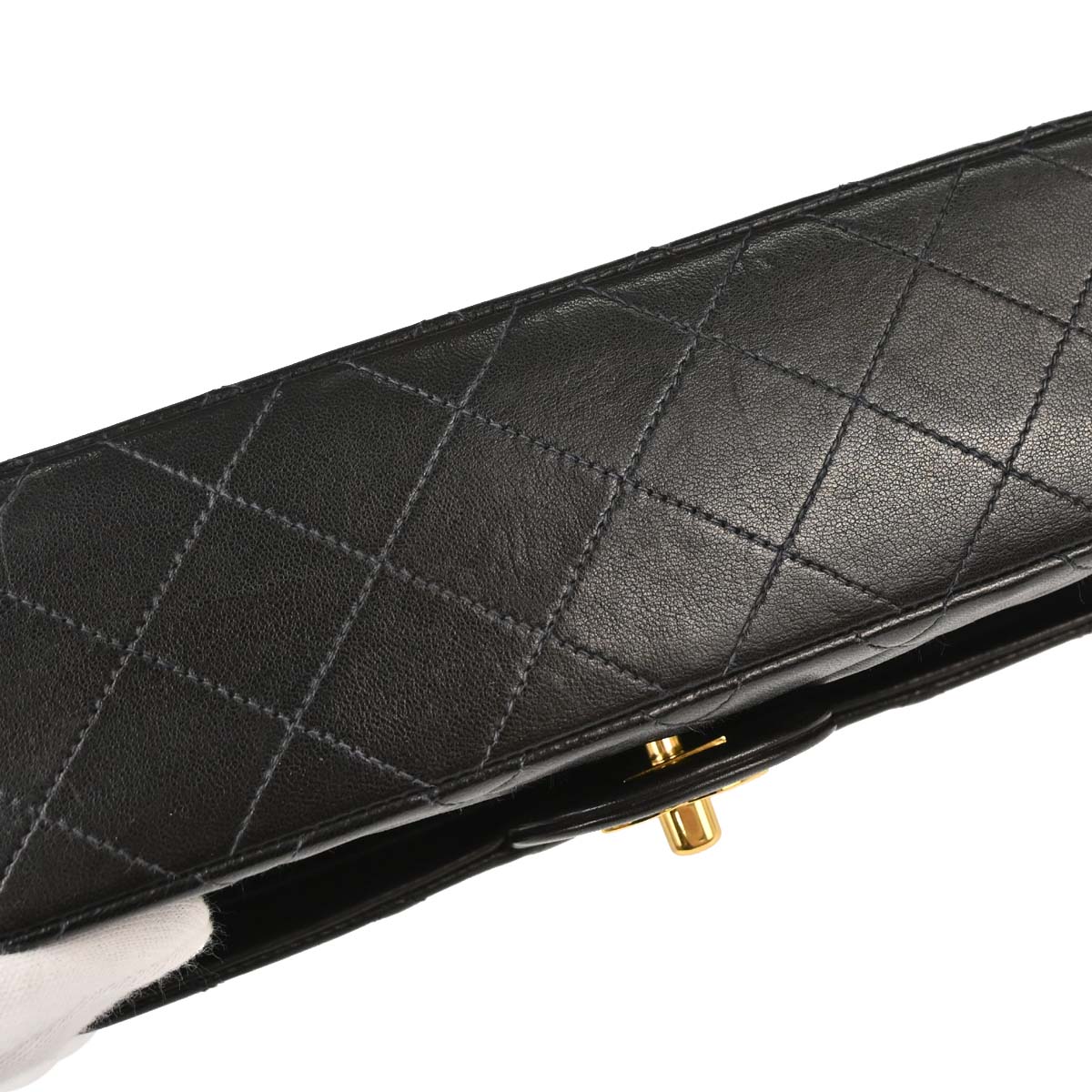 Chanel 1994-1996 Black Lambskin Small Classic Double Flap Shoulder Bag