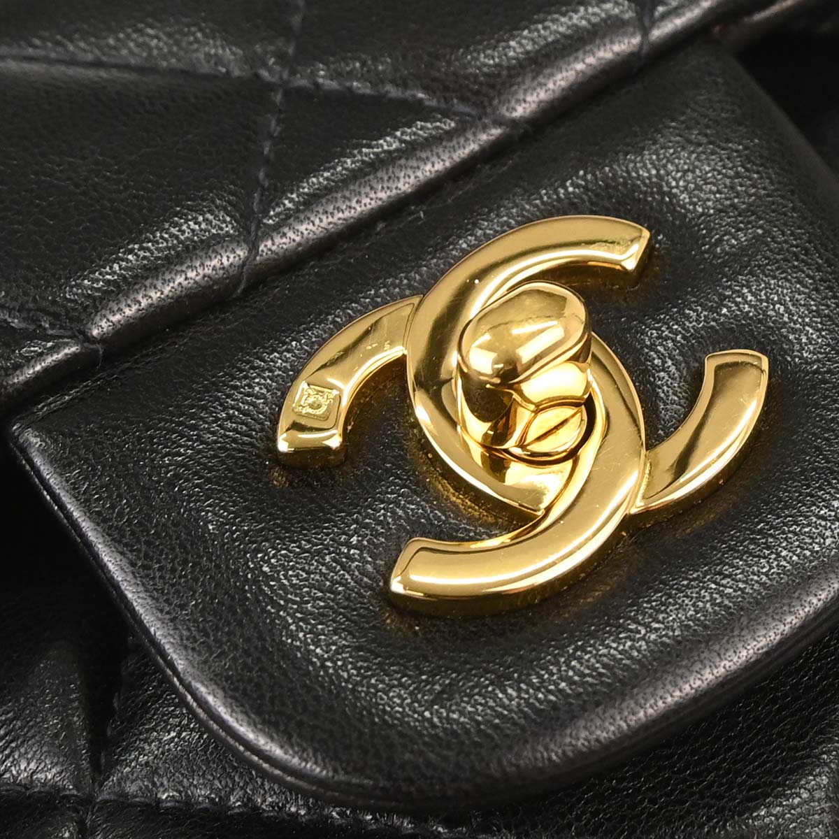 Chanel 1994-1996 Black Lambskin Small Classic Double Flap Shoulder Bag