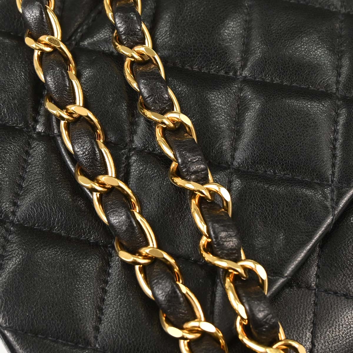 Chanel 1994-1996 Black Lambskin Small Classic Double Flap Shoulder Bag