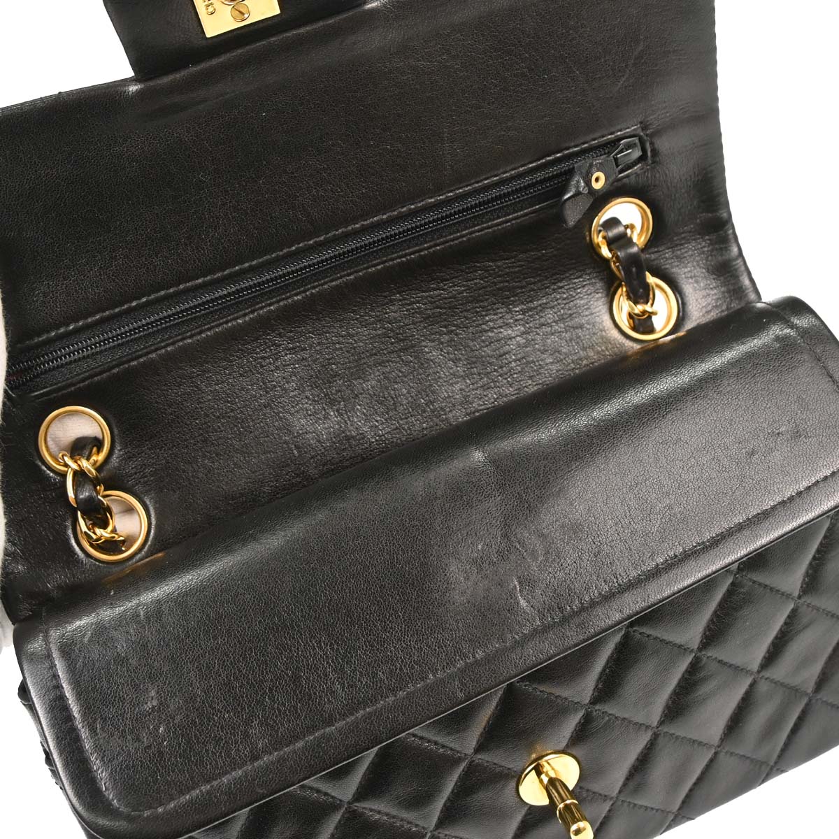 Chanel 1994-1996 Black Lambskin Small Classic Double Flap Shoulder Bag