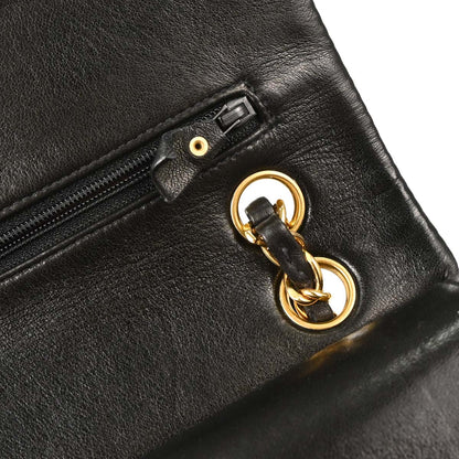 Chanel 1994-1996 Black Lambskin Small Classic Double Flap Shoulder Bag
