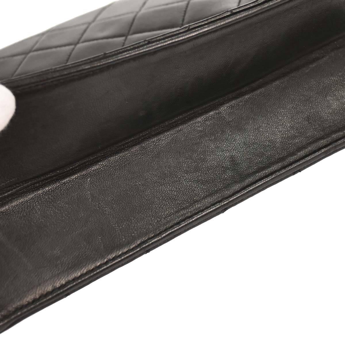 Chanel Black Lambskin Pushlock Small Half Flap Shoulder Bag