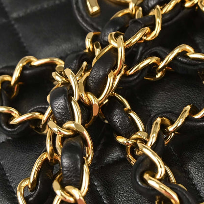 Chanel Black Lambskin Pushlock Small Half Flap Shoulder Bag