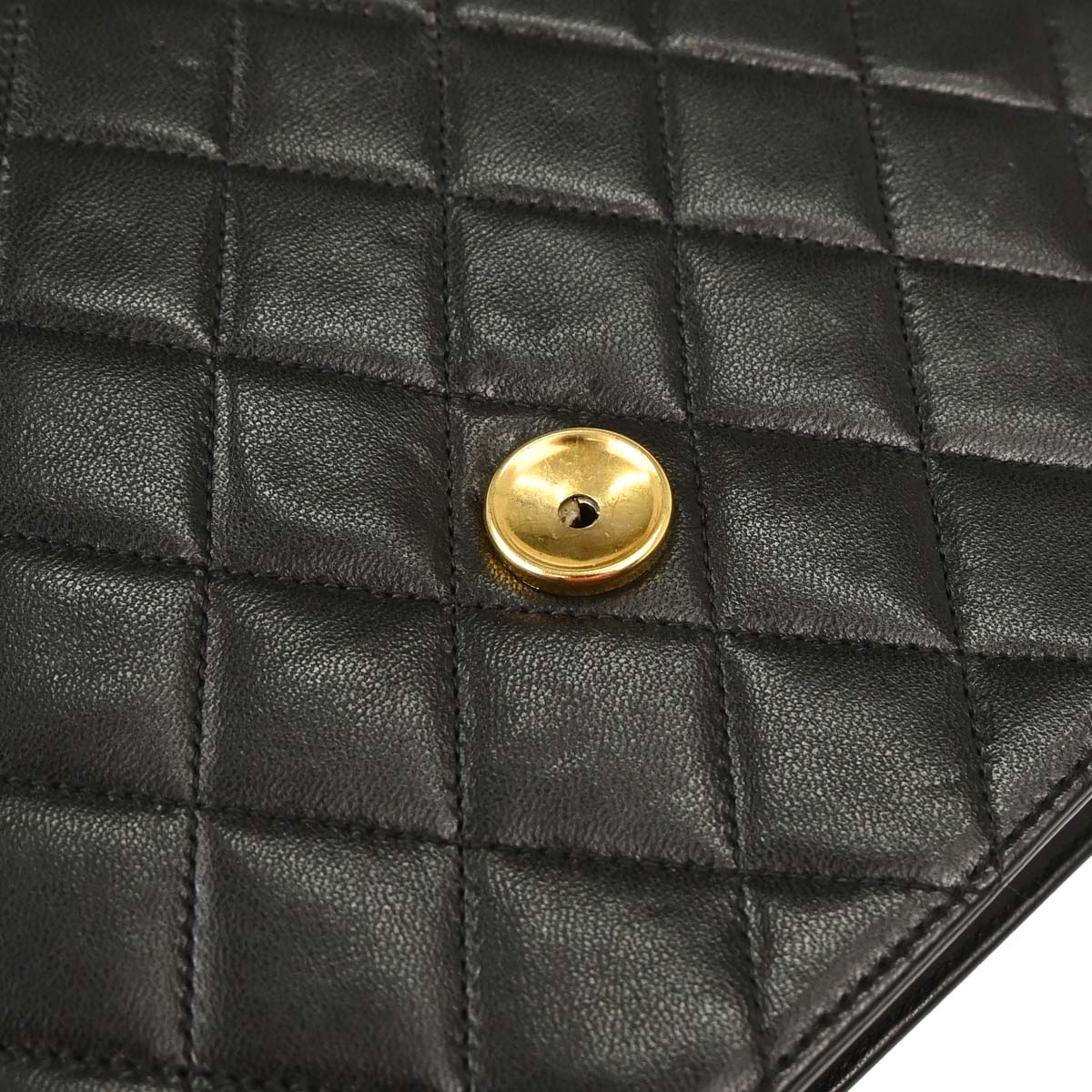 Chanel Black Lambskin Pushlock Small Half Flap Shoulder Bag