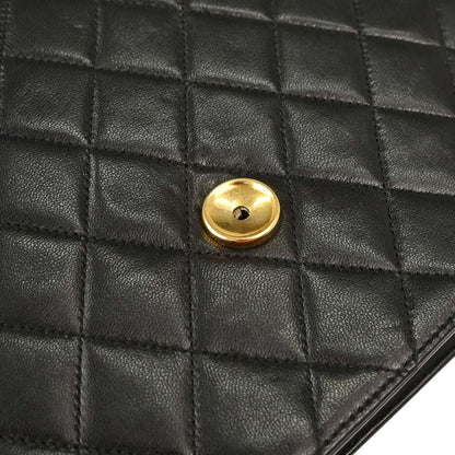 Chanel Black Lambskin Pushlock Small Half Flap Shoulder Bag