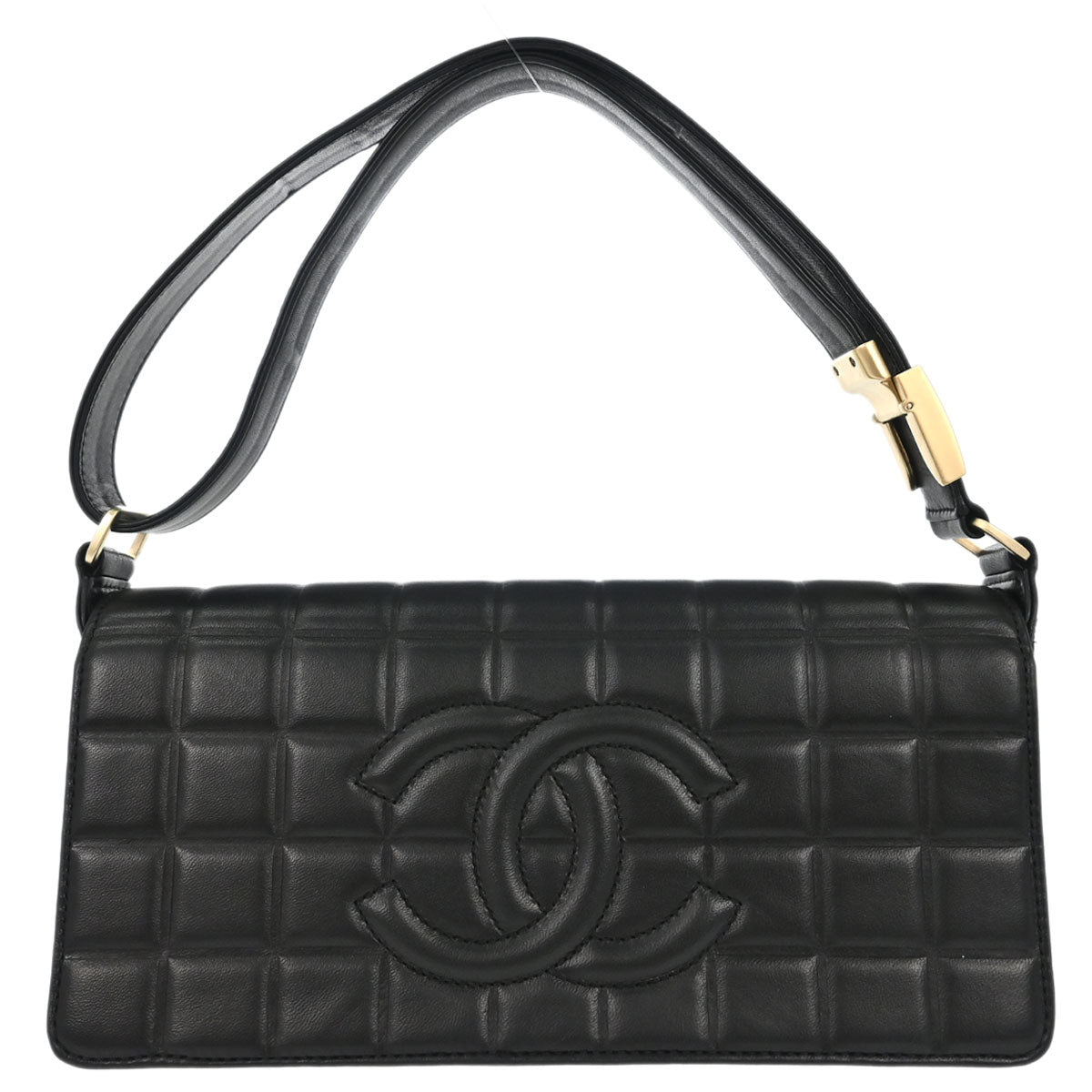 Chanel 2003-2004 Black Lambskin Choco Bar Shoulder Bag