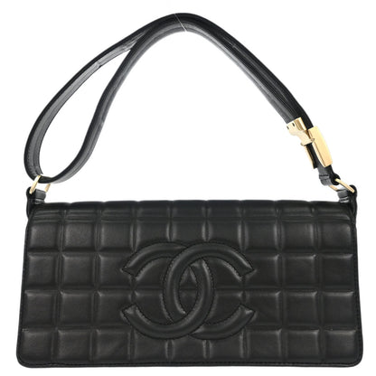 Chanel 2003-2004 Black Lambskin Choco Bar Shoulder Bag