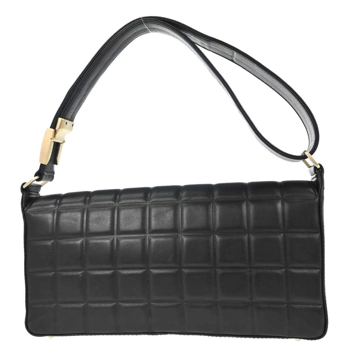Chanel 2003-2004 Black Lambskin Choco Bar Shoulder Bag