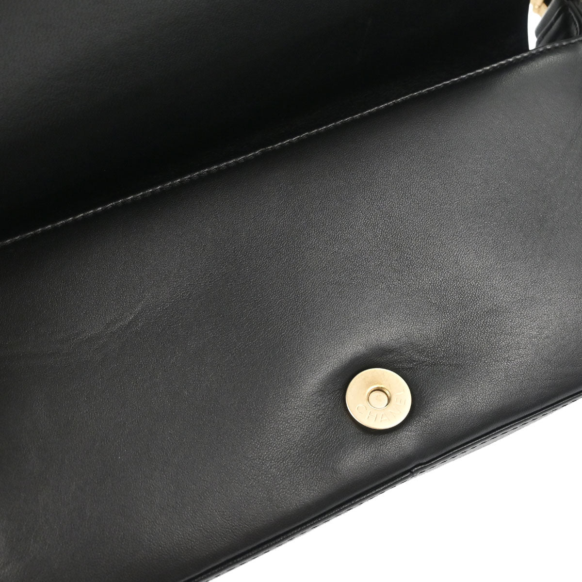 Chanel 2003-2004 Black Lambskin Choco Bar Shoulder Bag