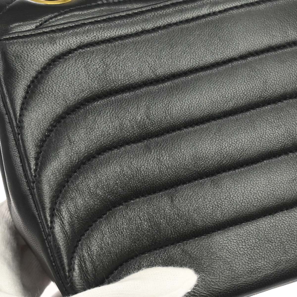 Chanel 1991-1994 Black Lambskin Horizontal Stitch Small Double Flap Shoulder Bag