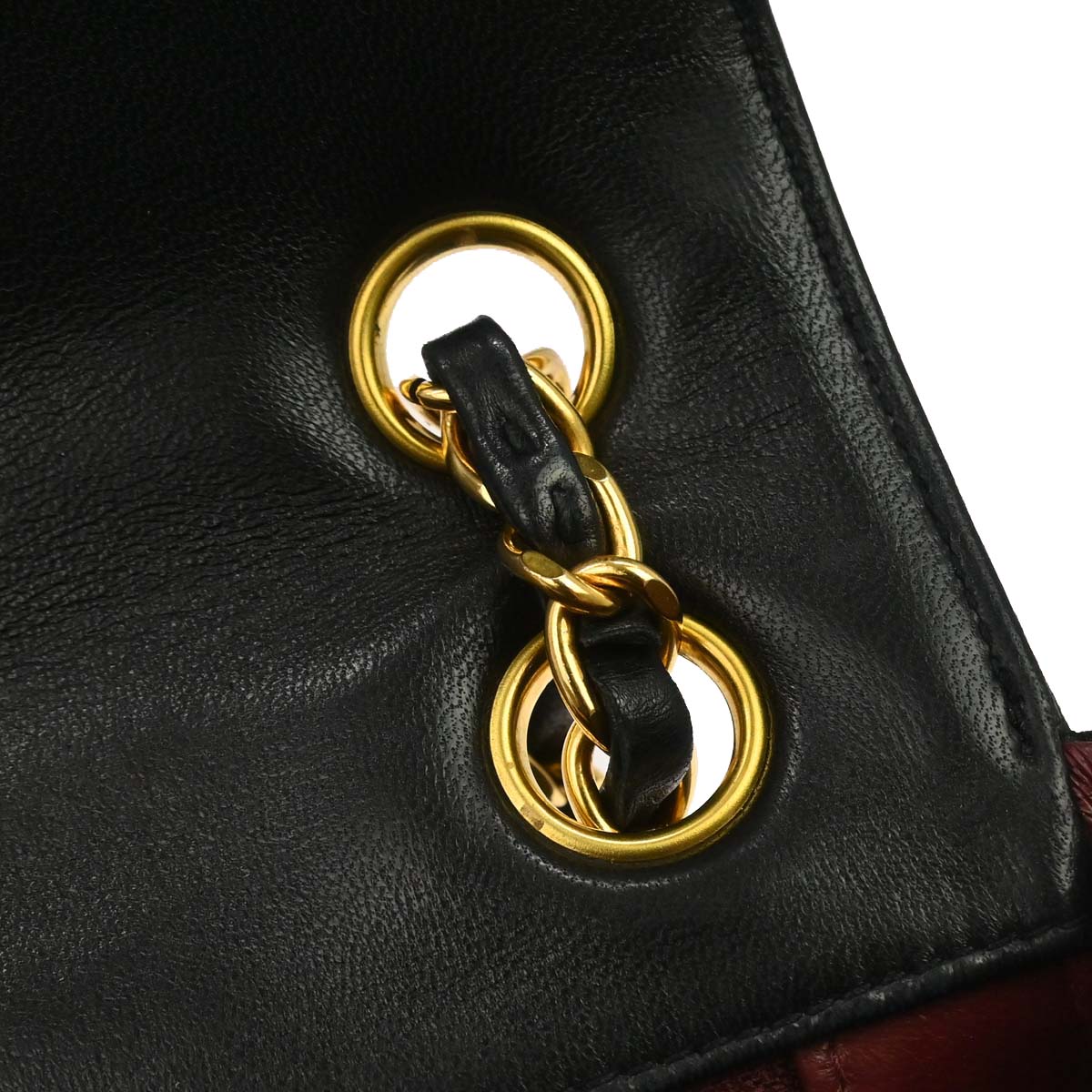 Chanel 1991-1994 Black Lambskin Horizontal Stitch Small Double Flap Shoulder Bag