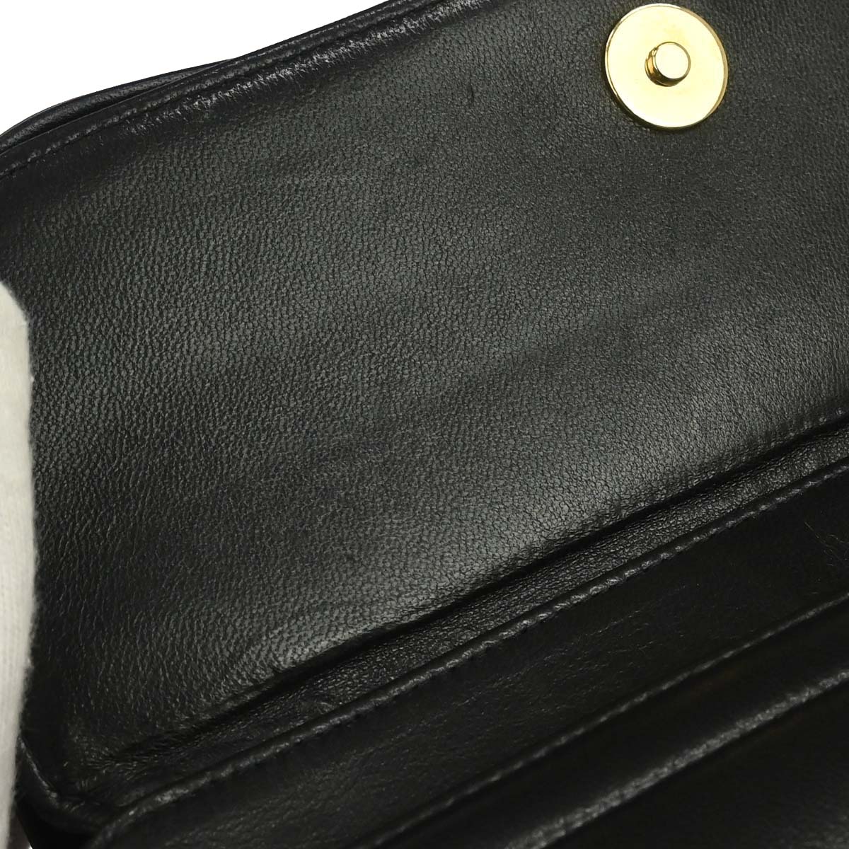 Chanel 1991-1994 Black Lambskin Horizontal Stitch Small Double Flap Shoulder Bag