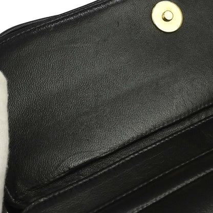 Chanel 1991-1994 Black Lambskin Horizontal Stitch Small Double Flap Shoulder Bag