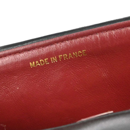 Chanel 1991-1994 Black Lambskin Horizontal Stitch Small Double Flap Shoulder Bag