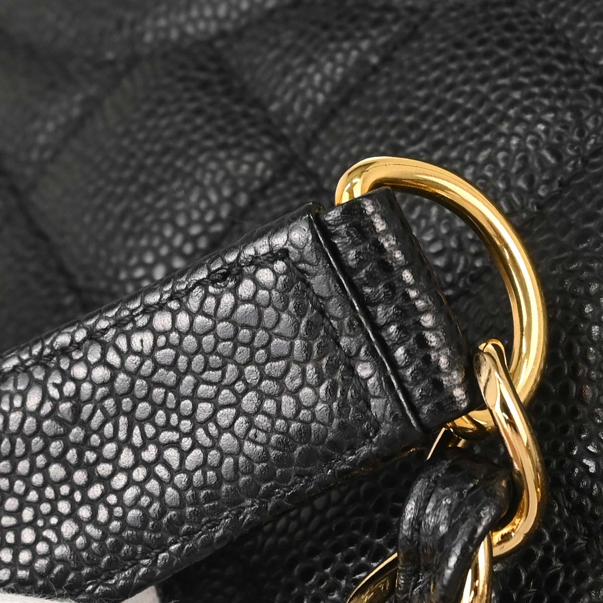 Chanel Black Caviar Skin Petite Shopping Tote PST Chain Handbag