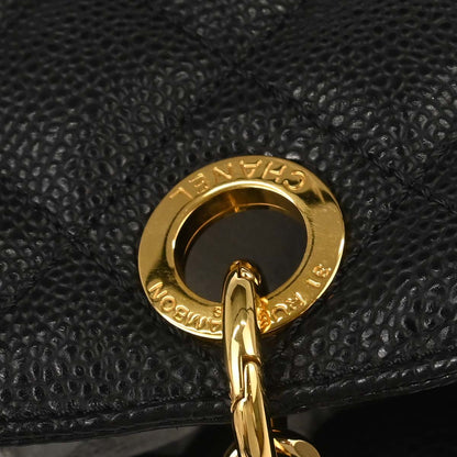 Chanel Black Caviar Skin Petite Shopping Tote PST Chain Handbag