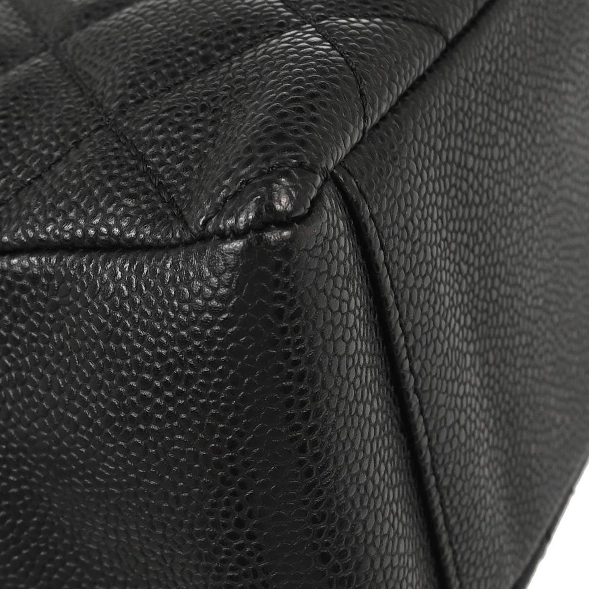 Chanel Black Caviar Skin Petite Shopping Tote PST Chain Handbag