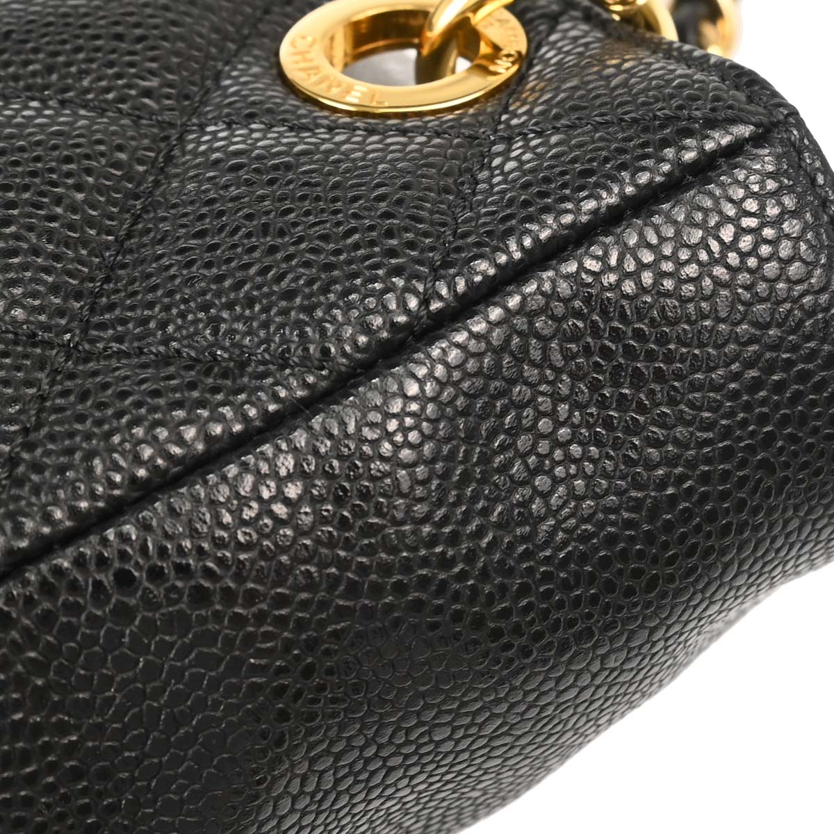 Chanel Black Caviar Skin Petite Shopping Tote PST Chain Handbag