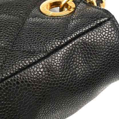 Chanel Black Caviar Skin Petite Shopping Tote PST Chain Handbag