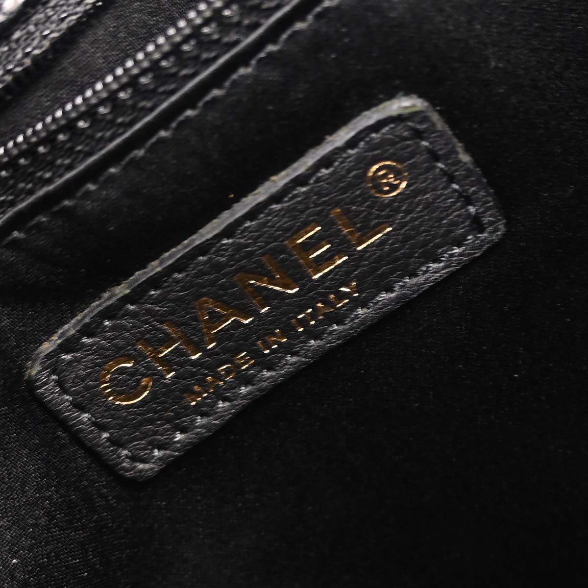 Chanel Black Caviar Skin Petite Shopping Tote PST Chain Handbag