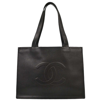 Chanel 1996-1997 Black Caviar Skin Tote Handbag
