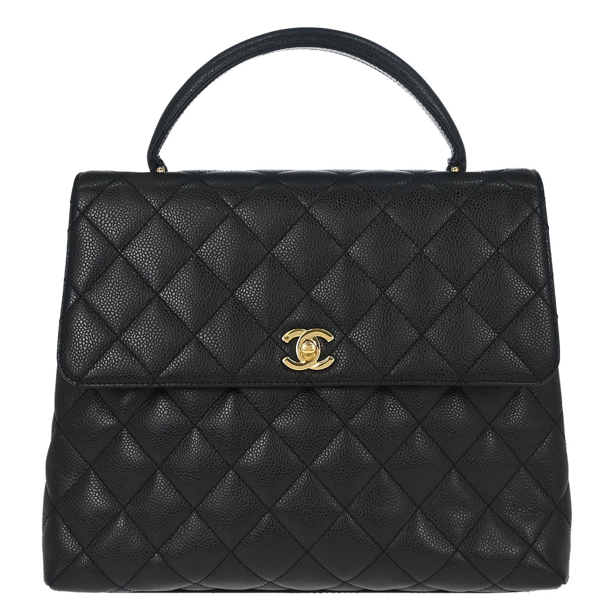 Chanel 2000-2002 Black Caviar Skin Kelly Handbag