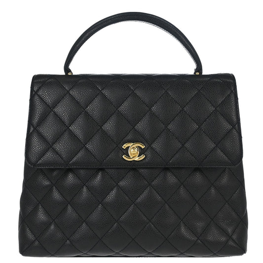 Chanel 2000-2002 Black Caviar Skin Kelly Handbag