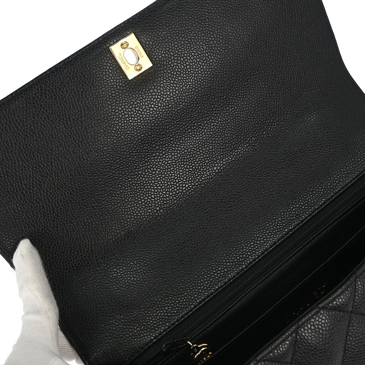 Chanel 2000-2002 Black Caviar Skin Kelly Handbag