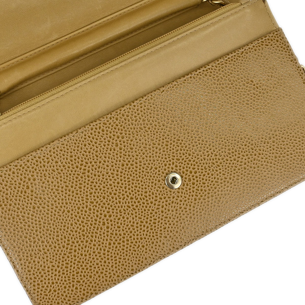 Chanel 2000-2002 Beige Caviar Skin Timeless WOC Wallet on Chain Shoulder Bag