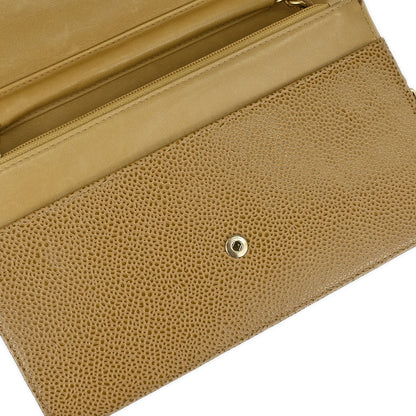Chanel 2000-2002 Beige Caviar Skin Timeless WOC Wallet on Chain Shoulder Bag