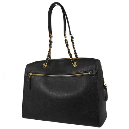 Chanel 1997-1999 Black Caviar Skin Tote Handbag