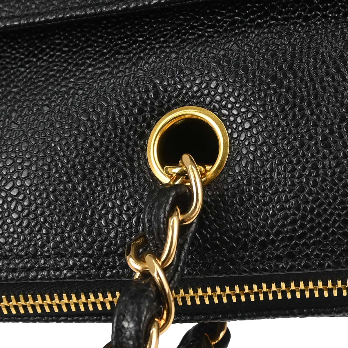 Chanel 1997-1999 Black Caviar Skin Tote Handbag