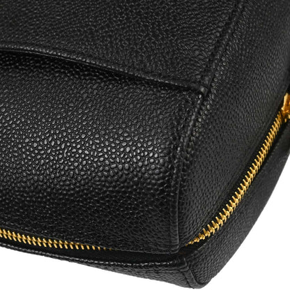 Chanel 1997-1999 Black Caviar Skin Tote Handbag