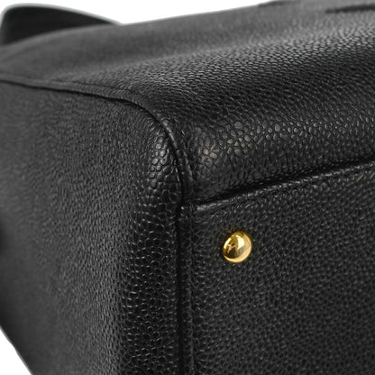Chanel 1997-1999 Black Caviar Skin Tote Handbag