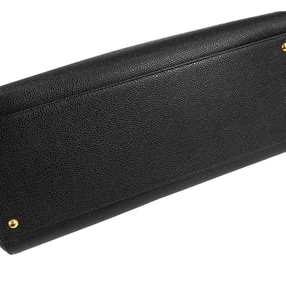 Chanel 1997-1999 Black Caviar Skin Tote Handbag