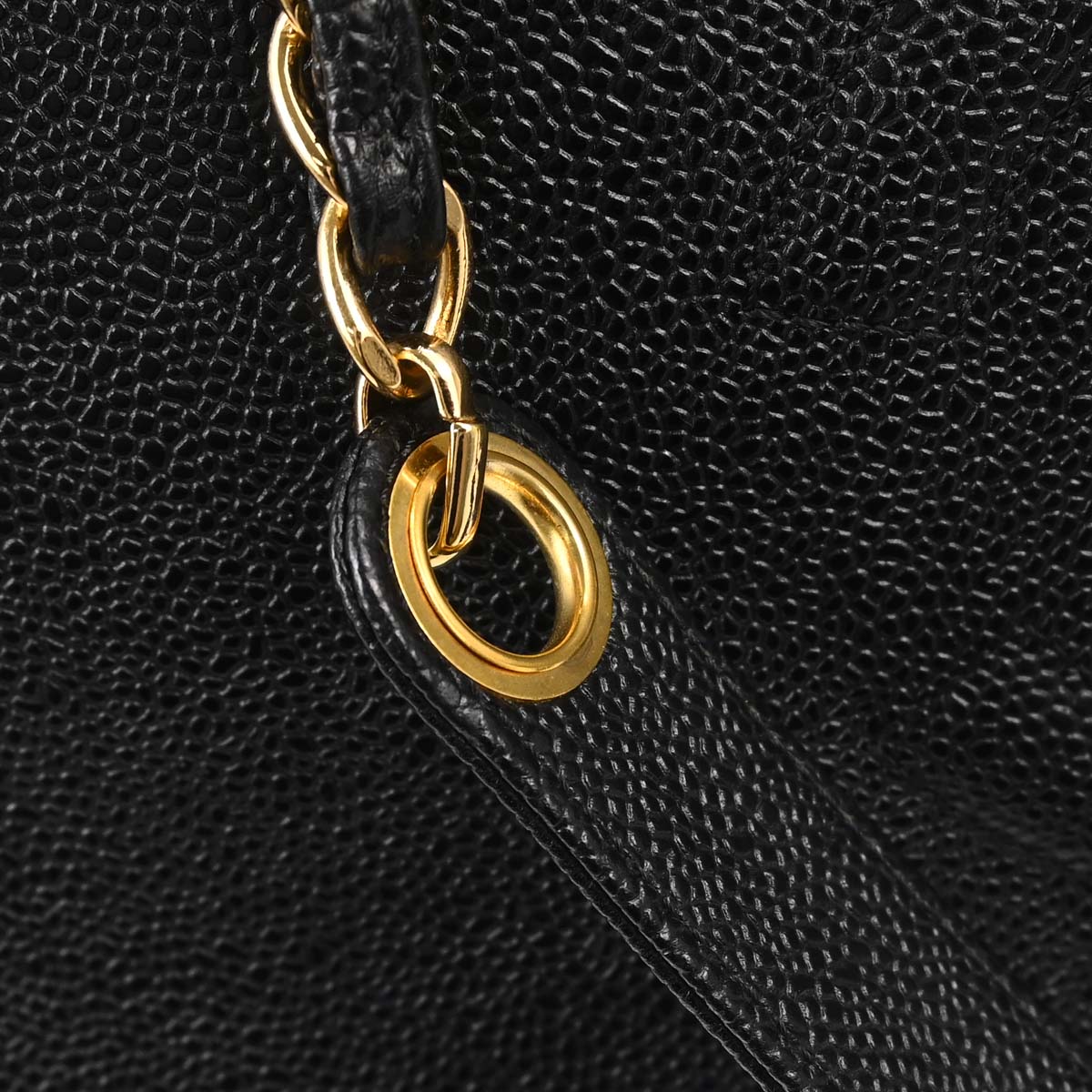 Chanel 1997-1999 Black Caviar Skin Tote Handbag