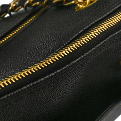 Chanel 1997-1999 Black Caviar Skin Tote Handbag