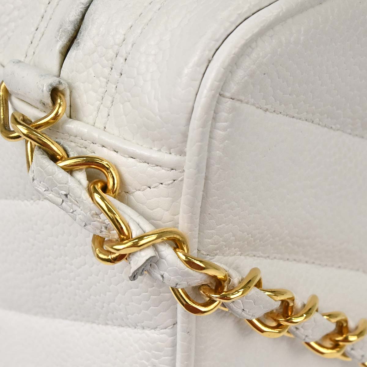 Chanel 1994-1996 White Caviar Skin Camera Bag Mini