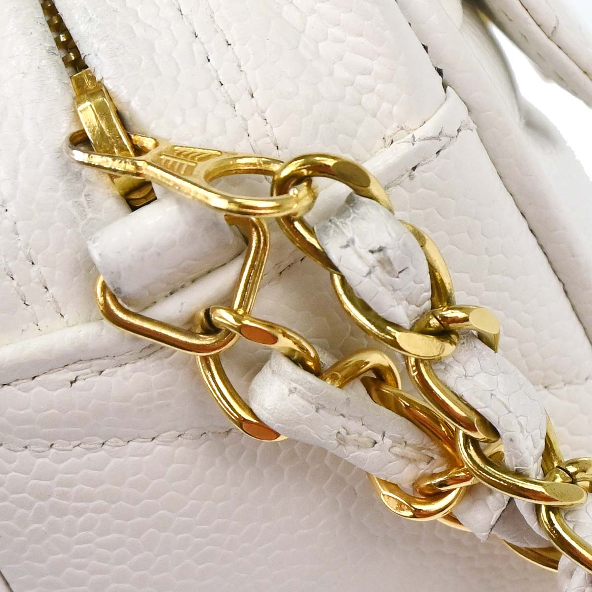 Chanel 1994-1996 White Caviar Skin Camera Bag Mini
