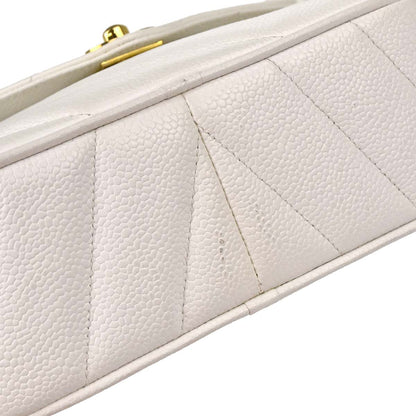 Chanel 1994-1996 White Caviar Skin Camera Bag Mini