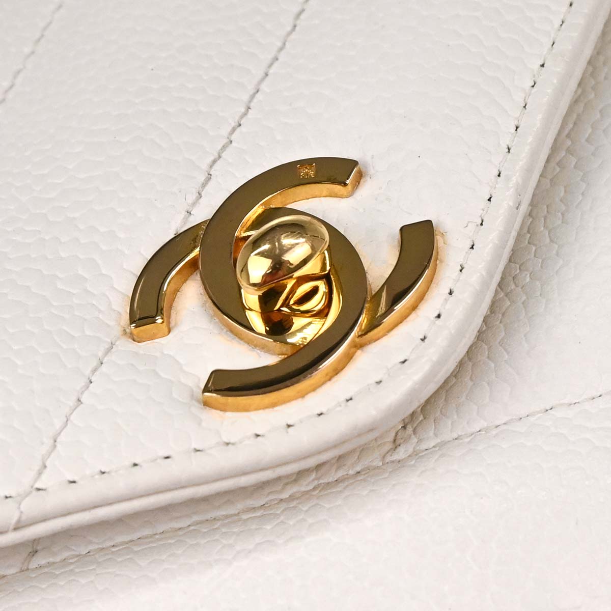 Chanel 1994-1996 White Caviar Skin Camera Bag Mini