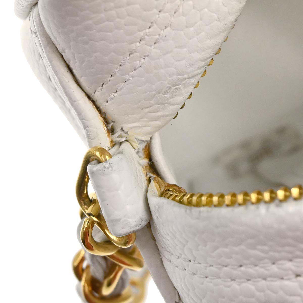 Chanel 1994-1996 White Caviar Skin Camera Bag Mini