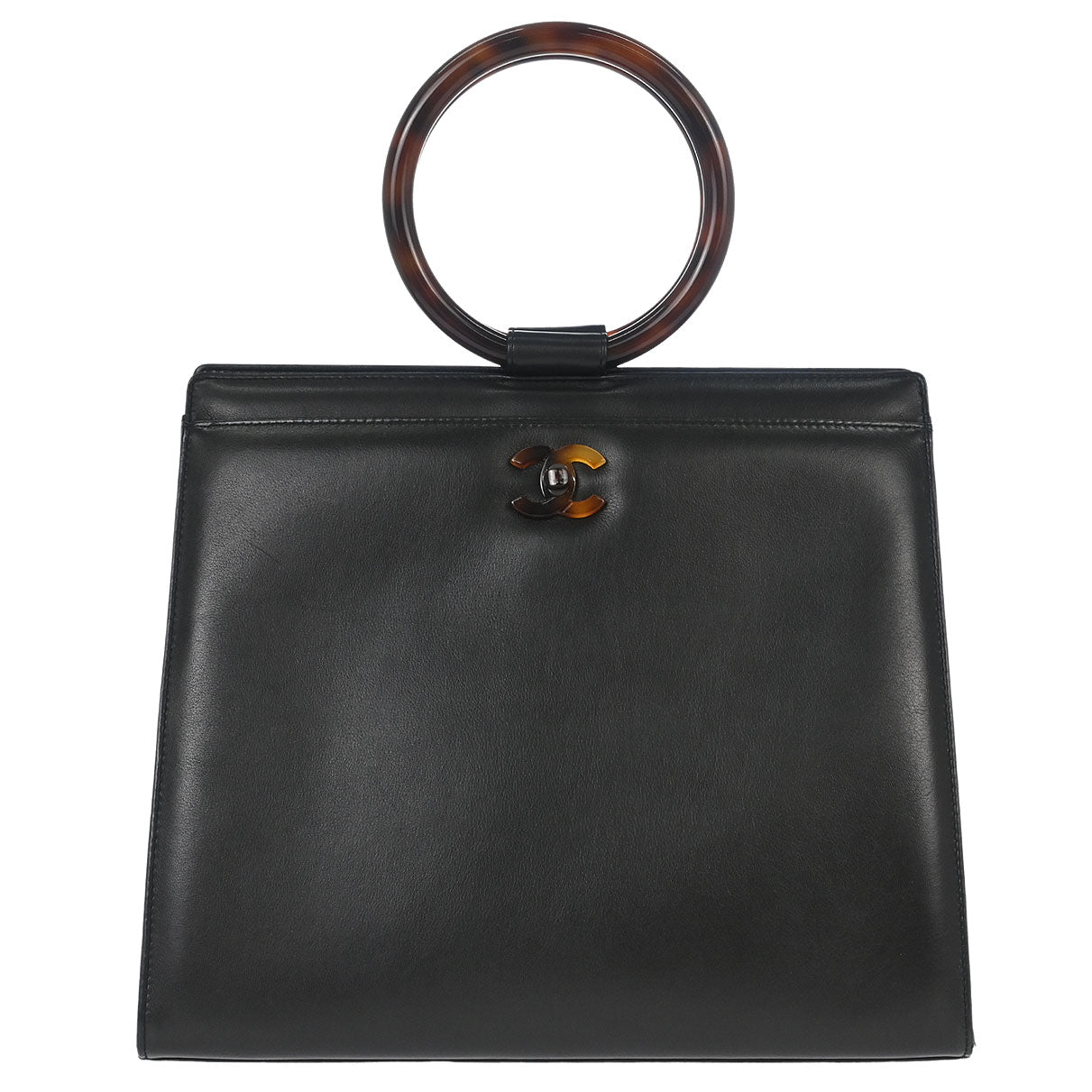 Chanel 1997-1999 Black Calfskin Tortoiseshell Handbag