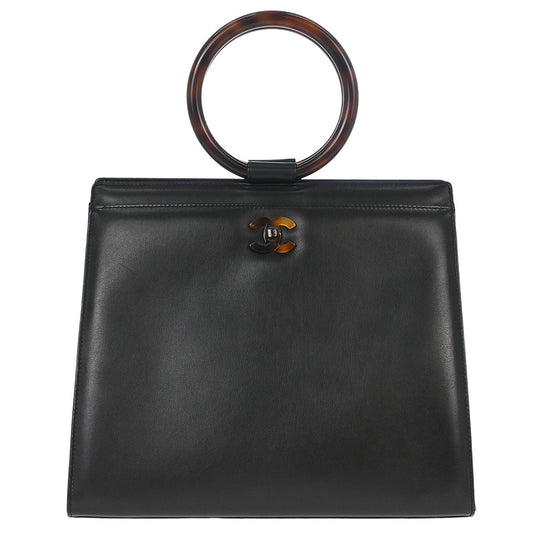Chanel 1997-1999 Black Calfskin Tortoiseshell Handbag