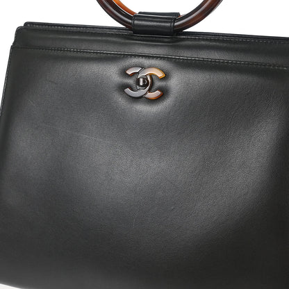 Chanel 1997-1999 Black Calfskin Tortoiseshell Handbag